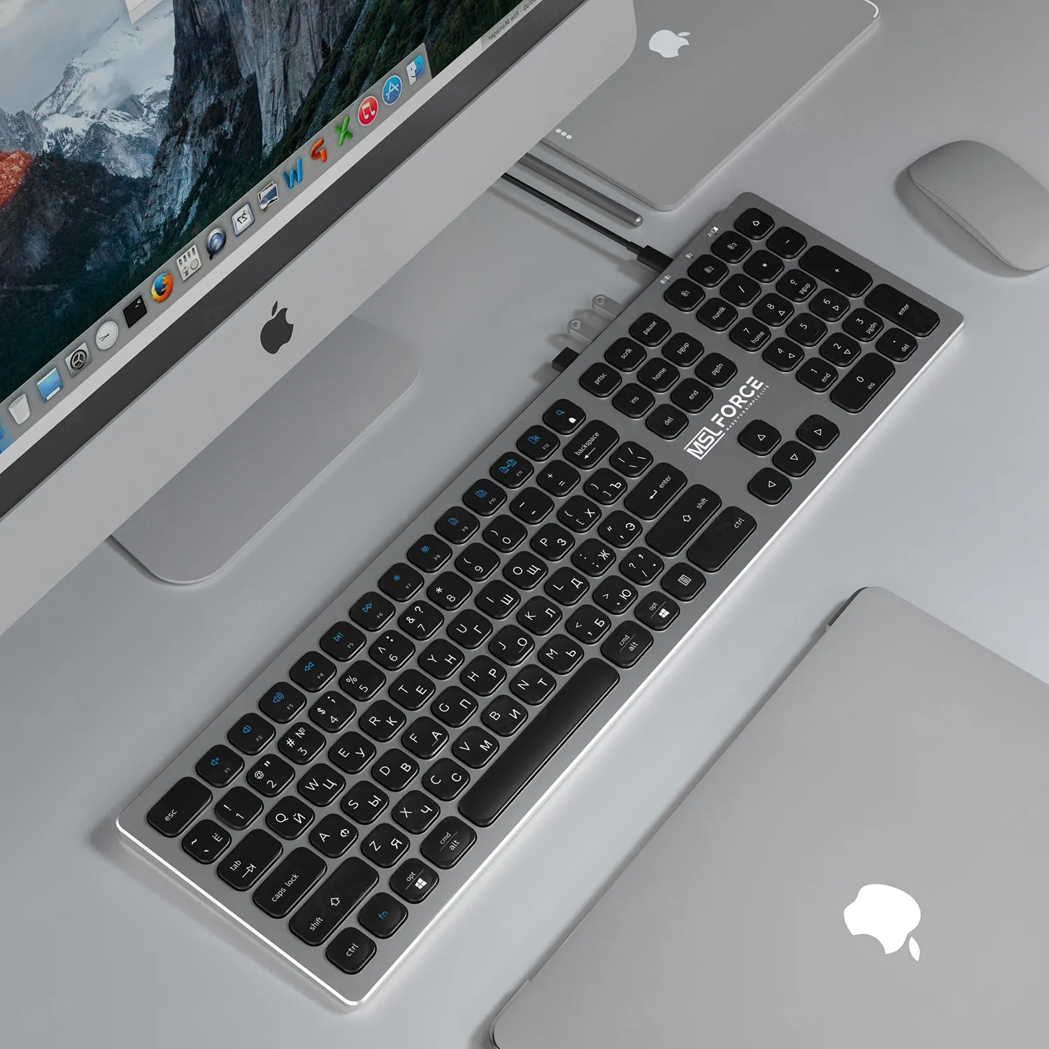 clavier sans fil bluetooth russe avec hub de type alliage du ordinateur de bureau