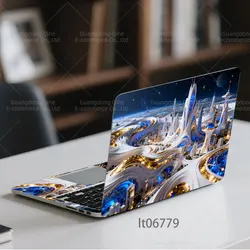 Futuristic City Design Laptop Skin Sticker Set - 2 Piece Decal Cover (27.5x38.3cm)