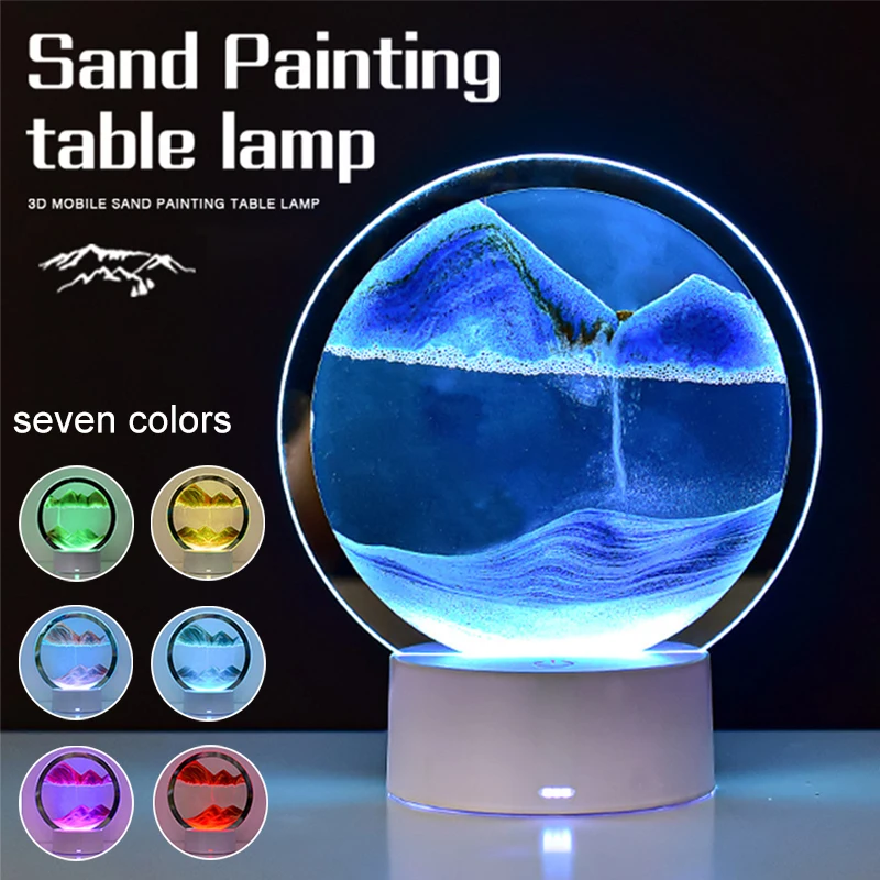 7ColorLEDFlowingSandPaintingTableLamp3DMovingSandArtPicture