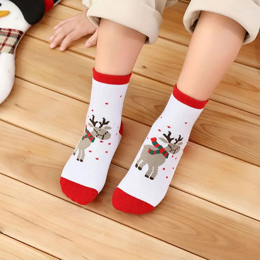 Sweet Cotton Children Christmas Socks Elk Snowman Cartoon Hosiery Santa Claus Korean Style Mid-Tube Socks Toddle