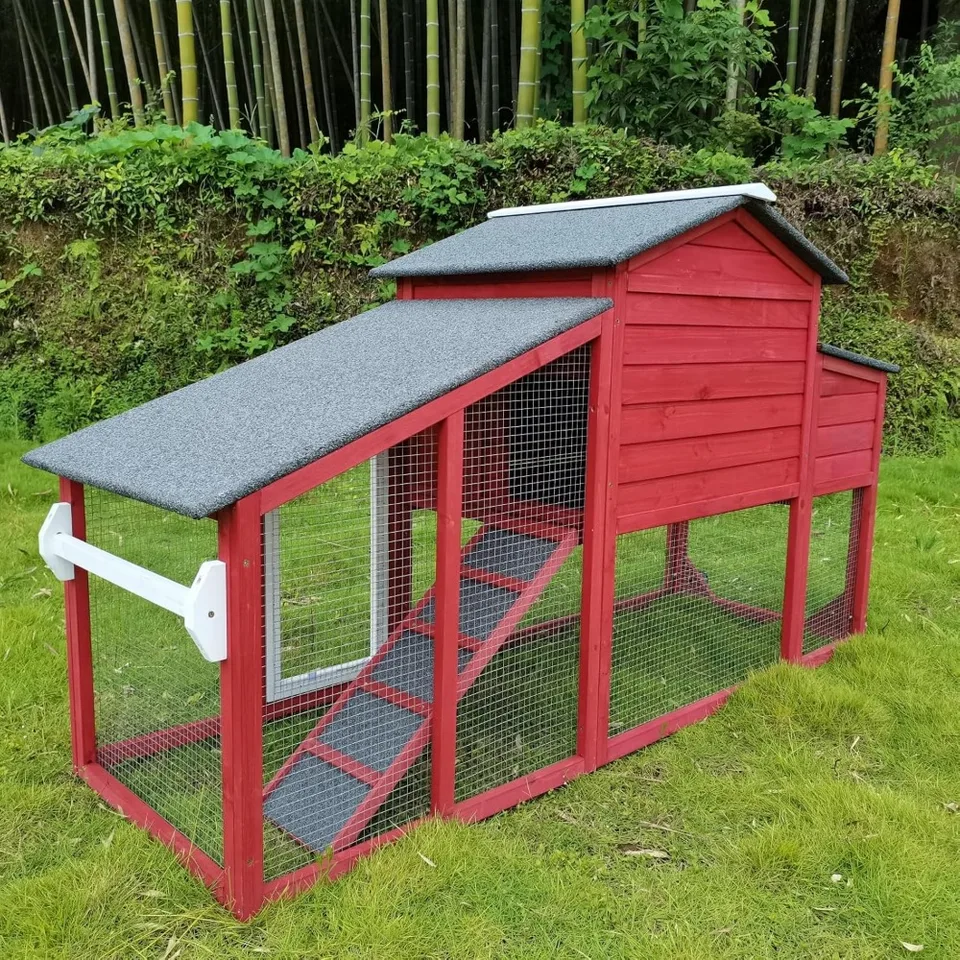 Mobile Wooden Chicken Coop with Nesting Box
