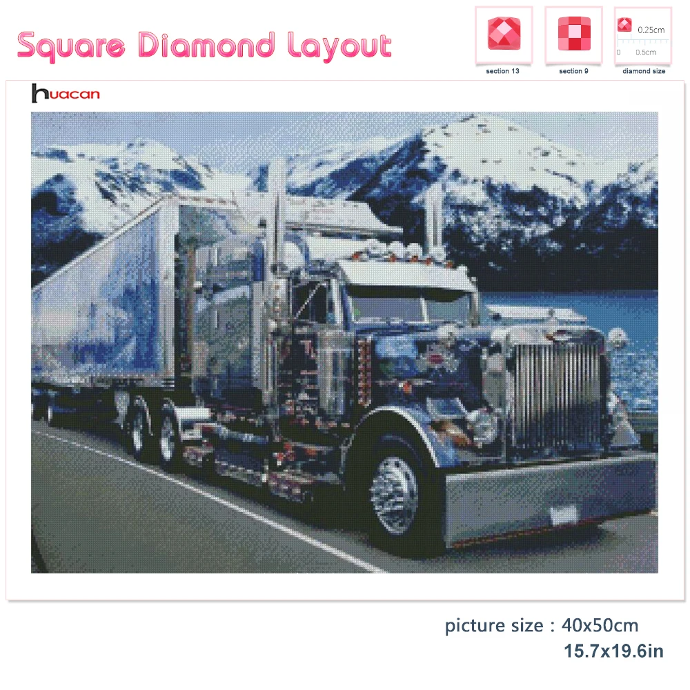 Huacan Diamond Painting New Collection Truck 5d Diy Embroidery Lorry Scenery Mosaic Cross Stitch Home Decor