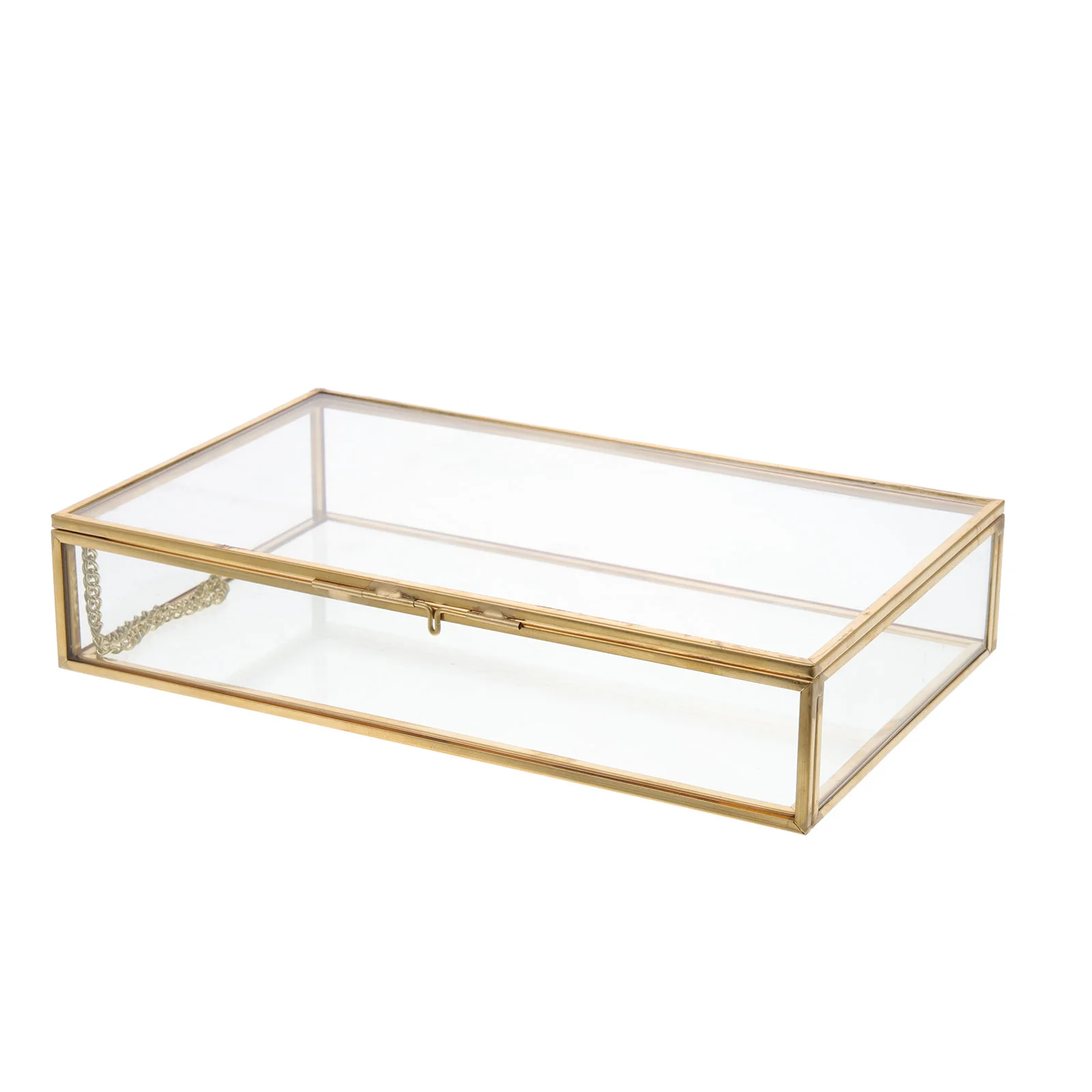 

Transparent Jewelry Box Case for Ring Vintage Makeup Containers Bracelet Display Copper with Hinged Lid Girl Child