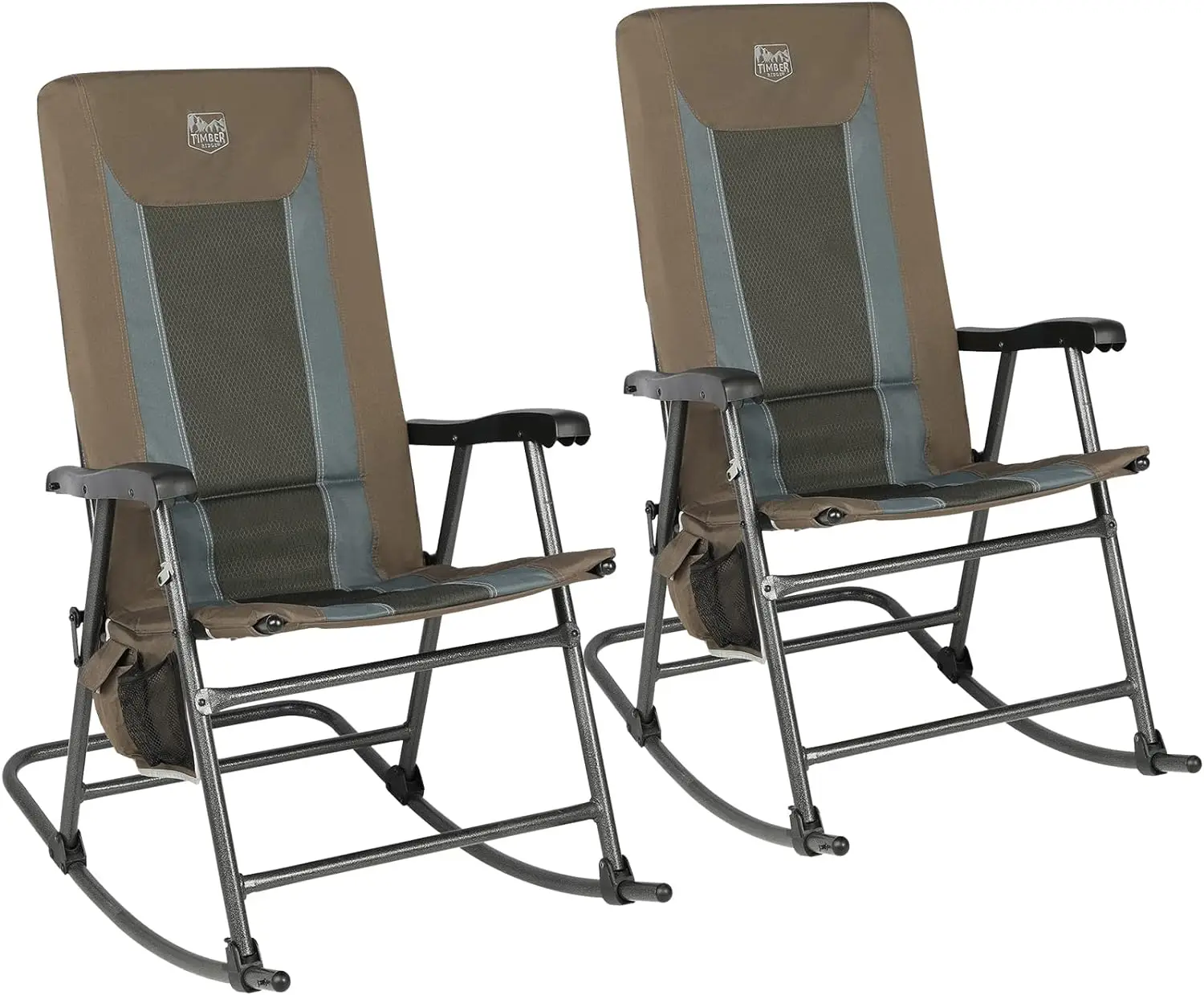 TIMBER RIDGE Foldable Padded Rocking Chair Set of 2 for Outdoor, High Back and Heavy Duty, Portable for Camping, Patio, Lawn