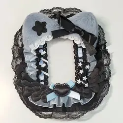 Black Lace Photo Card Toploader Handmade Ribbon Plush Cards Sleeve for Kpop Anime Cards Holder 3 Inch Photocard Supplies
