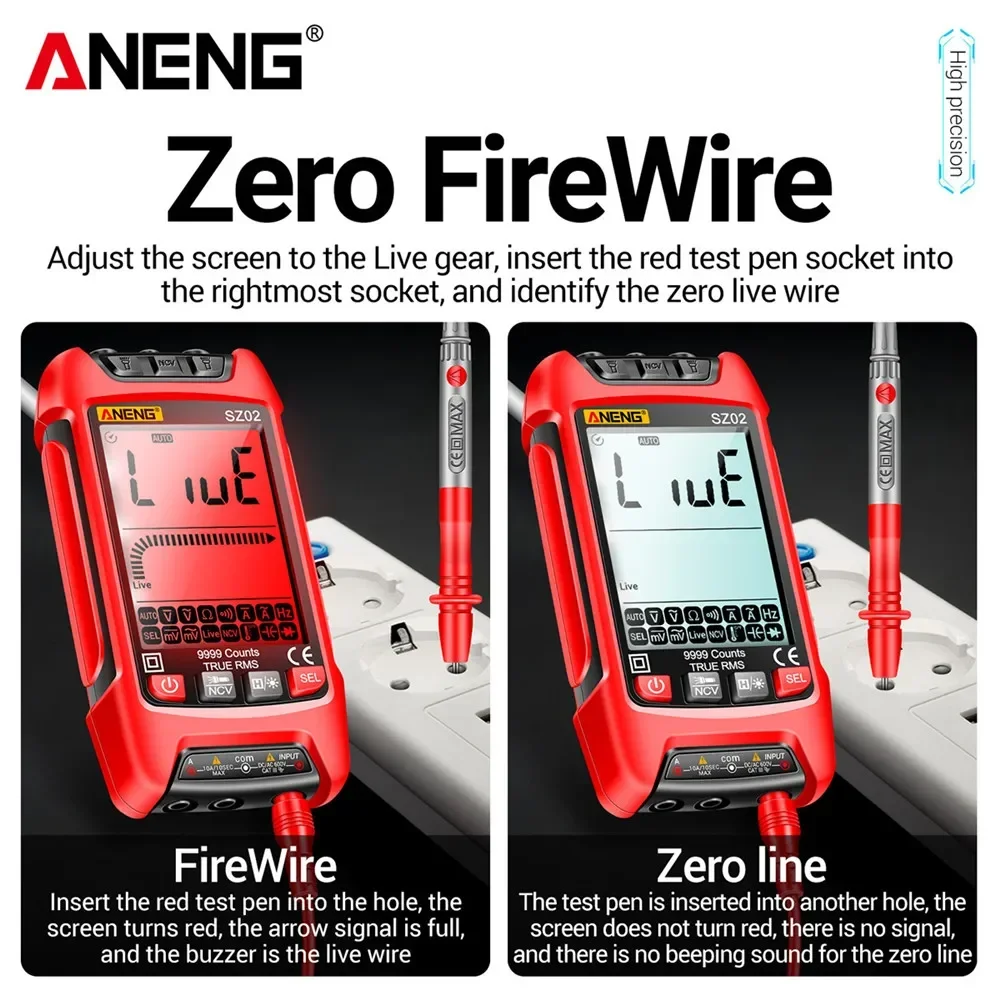 ANENG SZ02 Smart Digital Multimeter 9999 Counts True RMS Auto Electrical Capacitance Meter Temp Resistance Transistor Testers digital multimeter multimeter tester