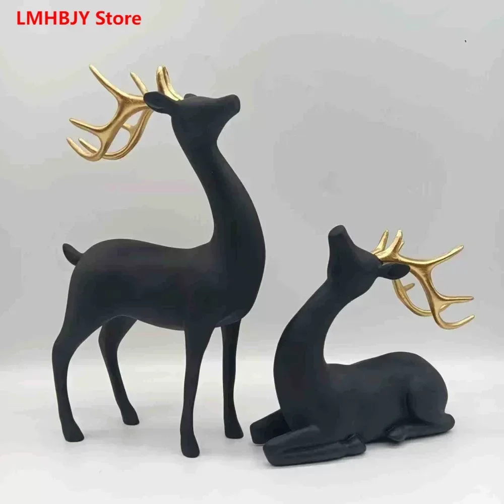 

Modern Minimalist Elk Small Ornaments, Living Room TV Cabinet Wine Cabinet Bookcase Decoration Craft Gifts Black and White Deer