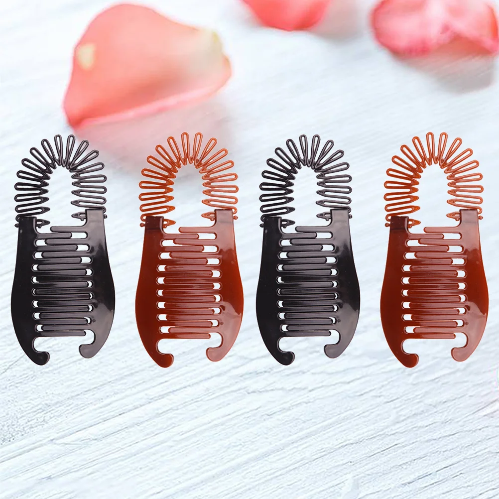 

4pcs Plastic Banana Hair Clips Hair Ponytail Holder Hair Comb Hair Accessories for Women Girls (Black, Coffee)