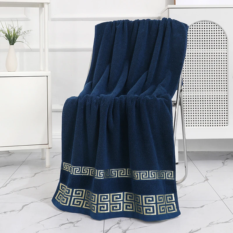 1 enlarged and thickened non shedding water absorbing household pure cotton patterned large bath towel 2