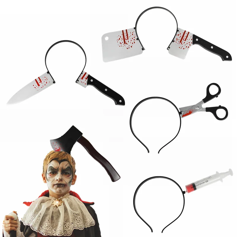 Halloween Horror Haarreif Set Mit Blutiger Axt & Messer – Gruselige Kostüm-Accessoires Für Party & Cosplay