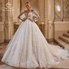 Luxury Beaded Wedding Dress 2025 Long Sleeve Lace Appliques Princess Bride Ball Gown SwanSarah AS145 customized Vestido De Novia 1