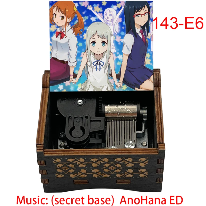 Anime Nohana The Flower We Saw That Day Wooden Music Box Silver Metal Automatic Movement New Year Holiday Gifts for Friends