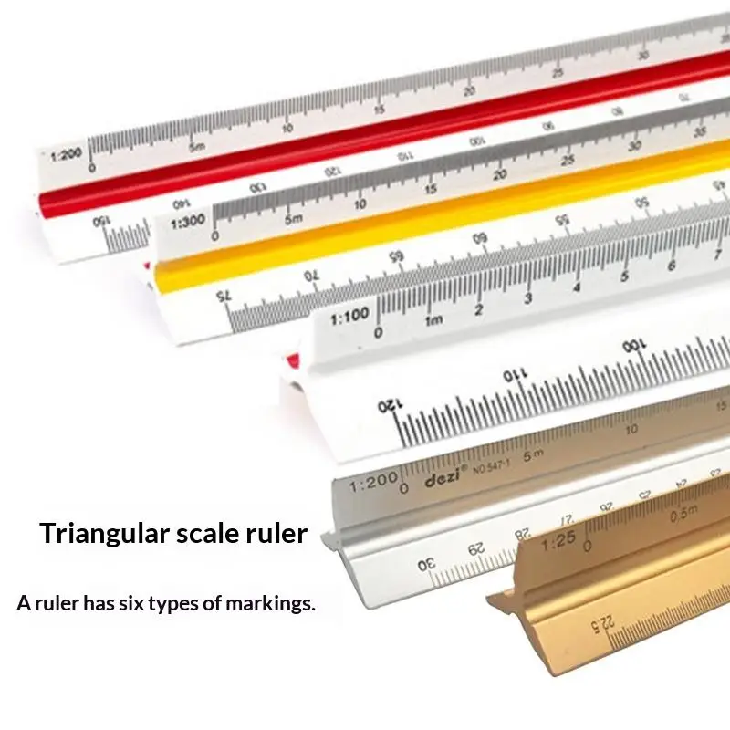 새로운 30cm 삼각 스케일 자 1:20-1:500 금속 플라스틱 직선 자 미터법 건축 엔지니어 제도 측정 도구