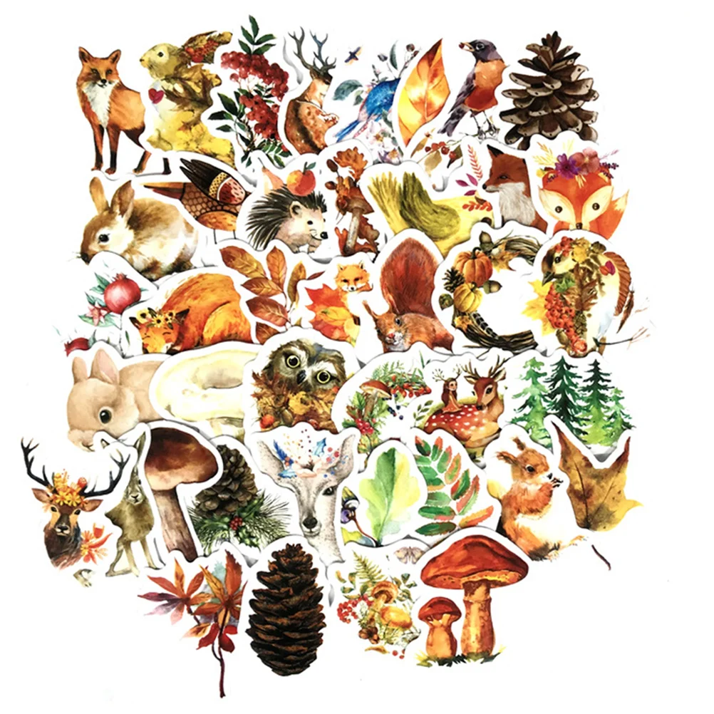 

41pcs Autumn Forest Theme Series Irregularly Shaped Animals Graffiti Sticker Set