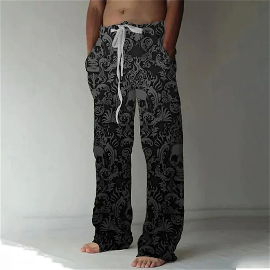 Tanie Simple Printed Pattern Men High Waist Loose Trousers Outside the sklep