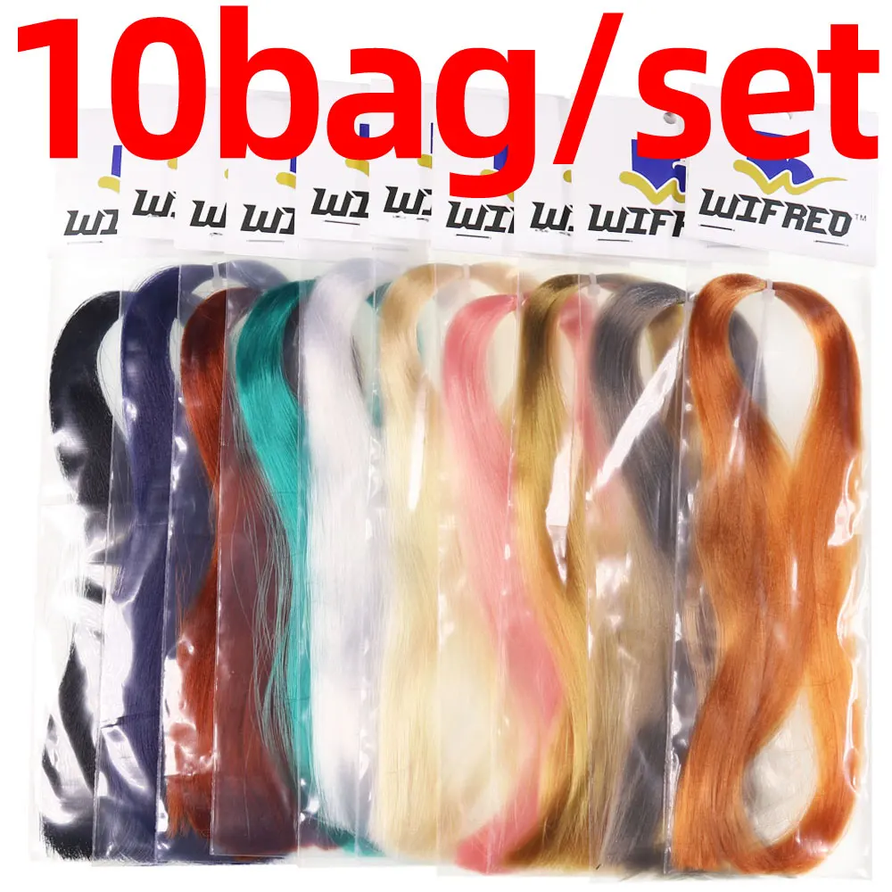 

Wifreo 10bags Unltra Fine Streamer Fiber for Fly Tying Streamer Salmon Pike Fly Sabiki Rig Making Material Green Yellow