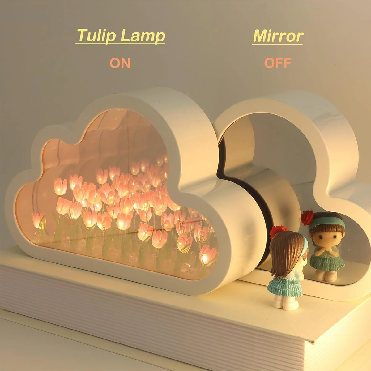 Creative Clouds Tulip Lamps LED Night Light Mirror Table Lamps DIY Bedroom Ornaments Decoration Mirror Table Lights Gifts 5