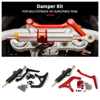 Moto Stabilizzatore di Sterzo Con Logo Ammortizzatore Staffa Kit di Montaggio Per Ducati Multistrada V4 S 2021-2024 MULTISTRADA V4 RS