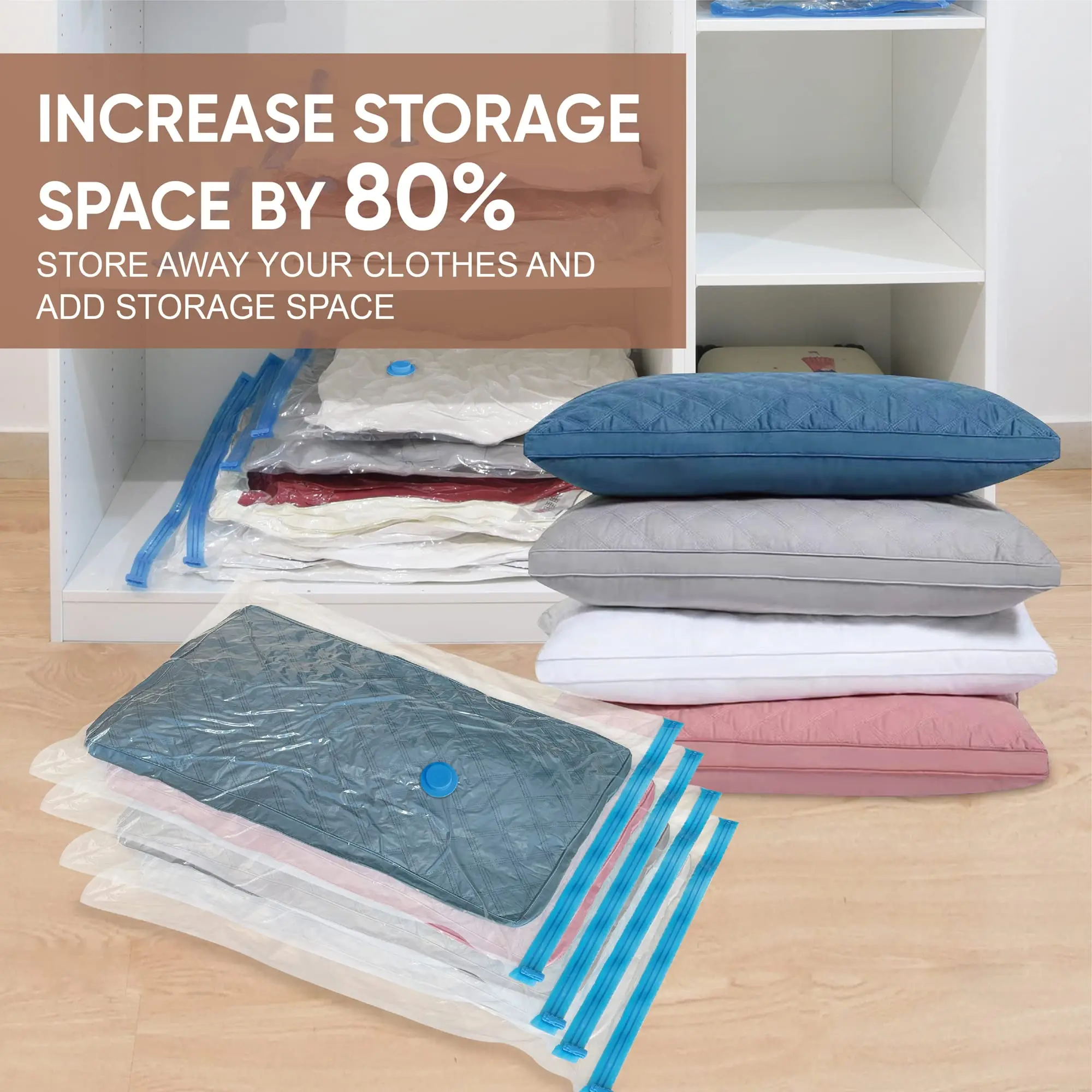 Vacuum Storage Bags 10 Small, Space Saver Seal Bags for Clothing Blankets Comforters Pillows Bedding Travel Luggage Carry-On 2