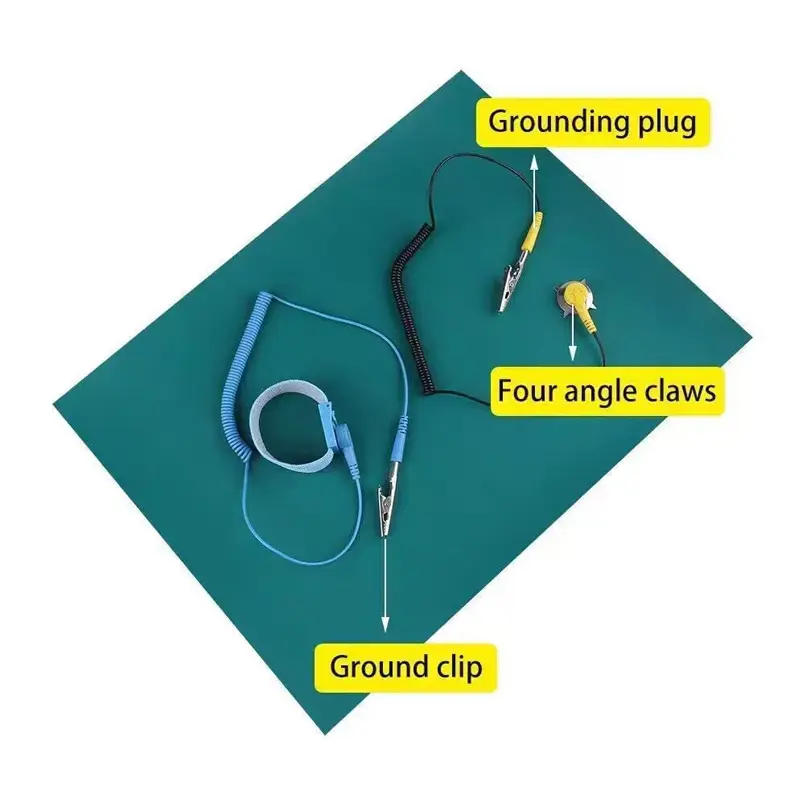 ESD Anti-static Table Mat Electronic Maintenance Platform Insulator Pad+Ground Wire+ESD Wrist Serap Manual Tool For PCB Repair image 1