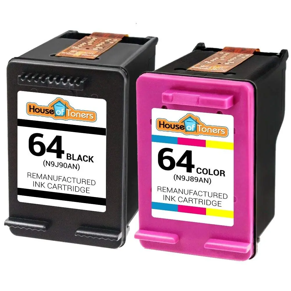 

2 Pack 64 Black Color Ink for HP ENVY 7120 7130 7132 7155 7158 7164 7800 78208