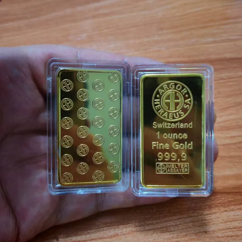 Newest Limited Edition Suisse Gold Bar 1 oz Brass Gold Bar 24k Gold Plated Bullion Different Serial Numbers  Sealed Packing