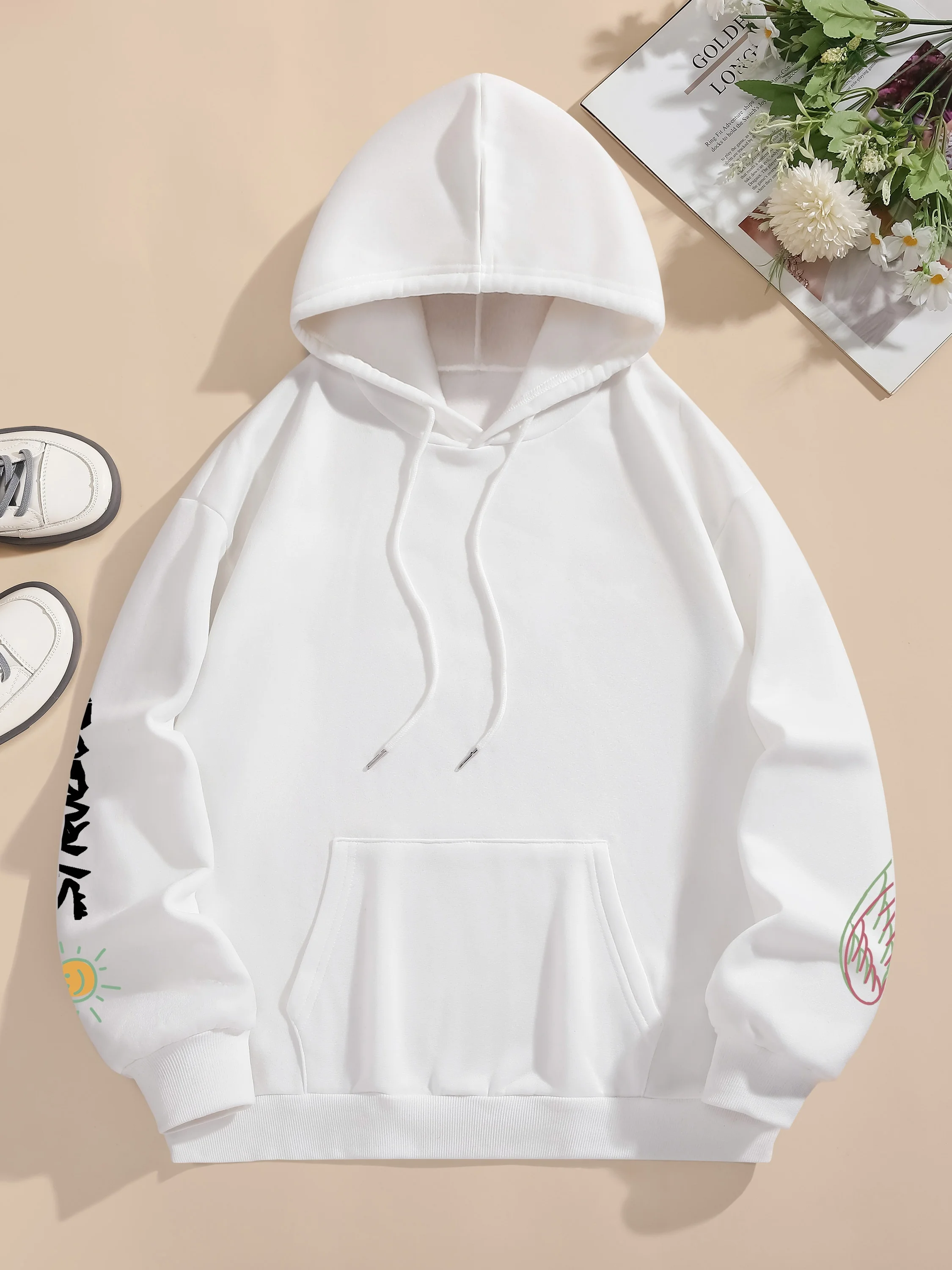 Street Women Sweatshirts Endless Struggle Graffiti Bear Printed Hoodies Crewneck Loose Pullover Fleece Warm Female Tops Clothes 5