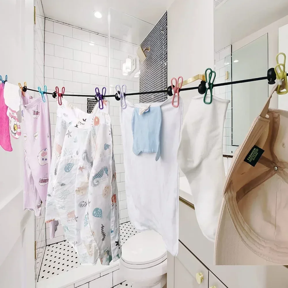 Portable Drying Rack Clothing Camper Clothesline with 12 Clothespins Windproof Clothes Hanger Indoor Outdoor Laundry Drying Line 2