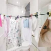 Portable Drying Rack Clothing Camper Clothesline with 12 Clothespins Windproof Clothes Hanger Indoor Outdoor Laundry Drying Line 2