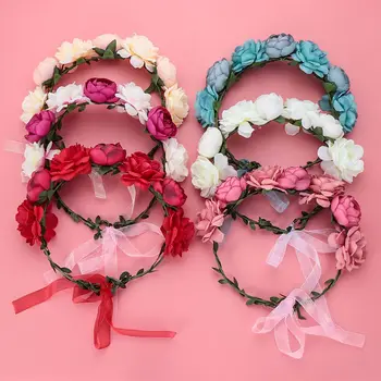 Donne matrimonio Bohemia Flower Crown fasce per capelli ghirlanda nuziale ghirlanda festival accessori per capelli puntelli per foto copricapo per feste