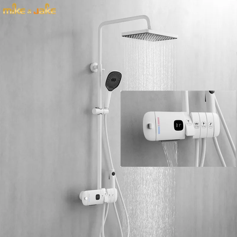 

Набор из термостатического матового серого душевого крана, ванны, душа с горячей и холодной температурой