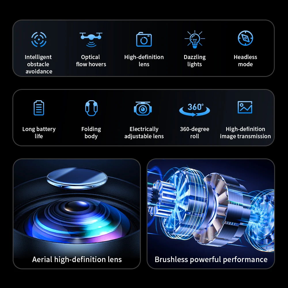 Per Xiaomi 2026 NUOVO AE19 Drone Con telecomando Evitamento Ostacoli 8K HD Doppia Fotocamera Brushless WiFi FPV Pieghevole Quadcopter - immagine 2