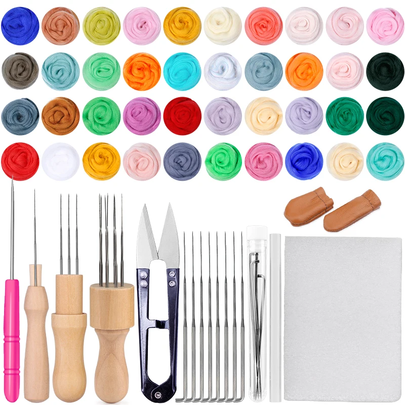 Nonvor Wool Felting Needle Kit with Wooden Handle Pocked Needles Set for Felting Starter Kit DIY Wool Felt Tools Craft Supplies