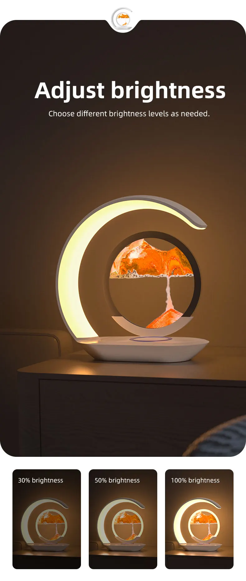 2024 New Desktop Type-c Sand Painting Night Light Two Dimming Modes Touch Control Can Charge Mobile Phones Bedroom Ornaments