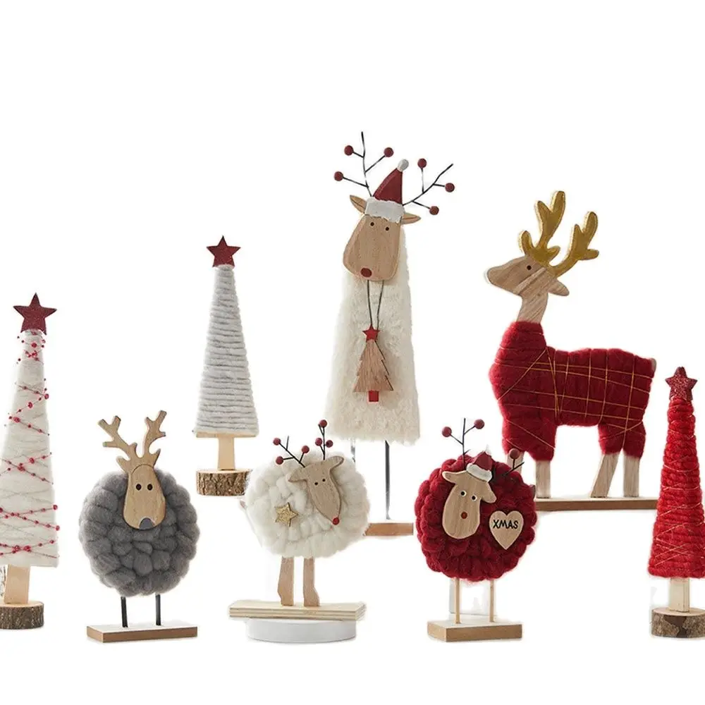 

8pcs/set Christmas Wool Felt Ornament Santa Claus Elk Christmas Tree Desk Decoration Kids Children Toy Home Xmas Festival Decor