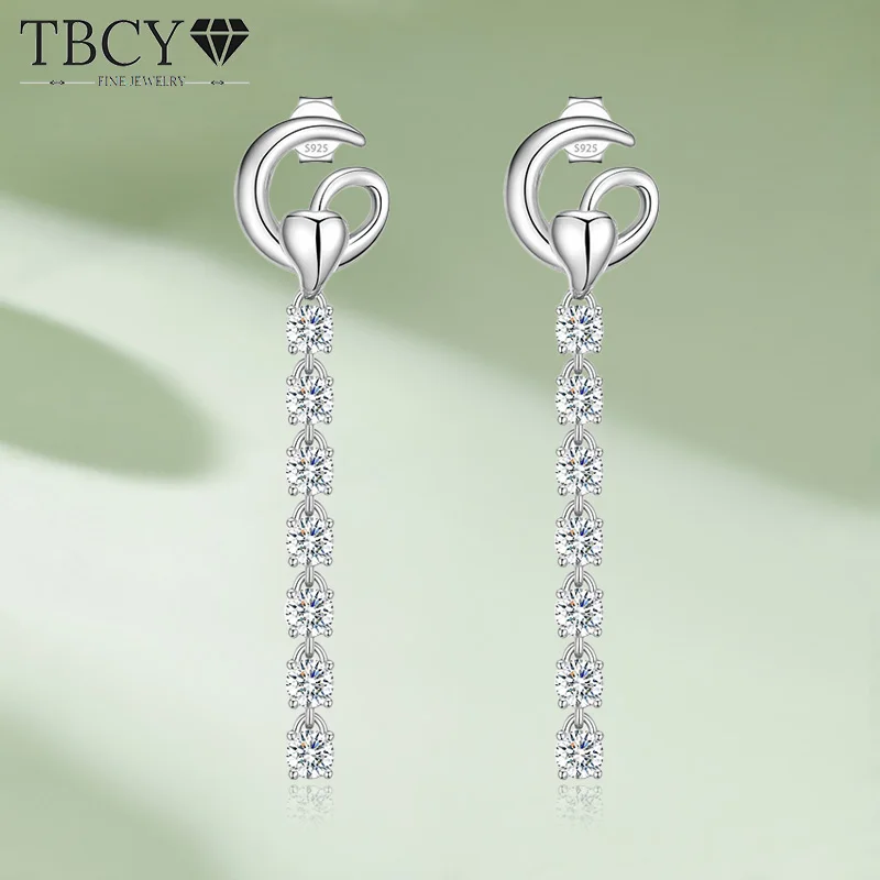 

TBCYD 1.4cttw D Color Moissanite Drop Earrings For Women S925 Silver Tennis Chain Long Tassel Dangle Earrings Party Fine Jewelry