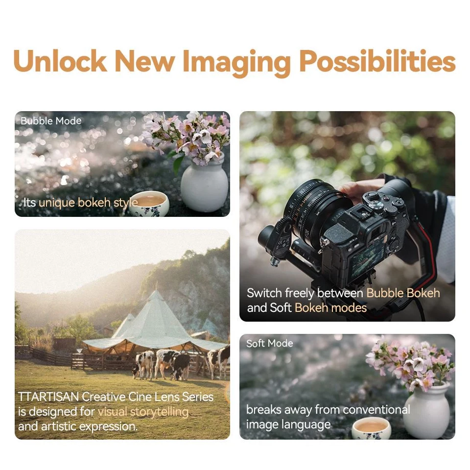 TTArtisan 35mm T2.1 50mm T2.1 85mm T2.1 풀프레임 듀얼 보케 시네 렌즈 ( A7M2, 후지 X-E1, 니콘 Z50, 캐논 R5C, 시그마 FP 호환)