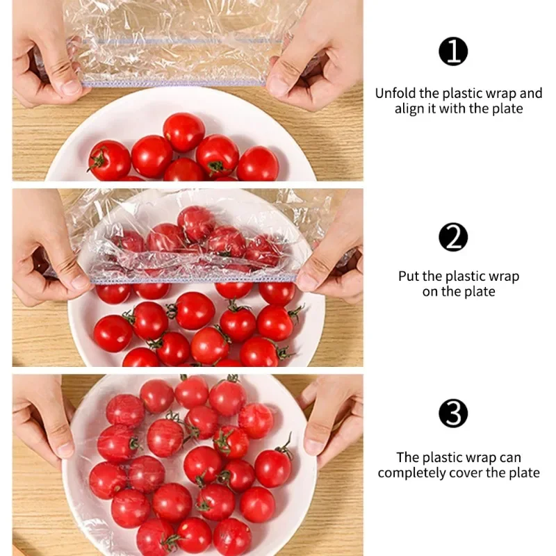 Description Picture 6 of item500/10PCS Disposable Food Cover Kitchen Storage Food Lids Wrap Bags Elastic Plate Bowl Plastic Covers Fruit Fresh-keeping Film