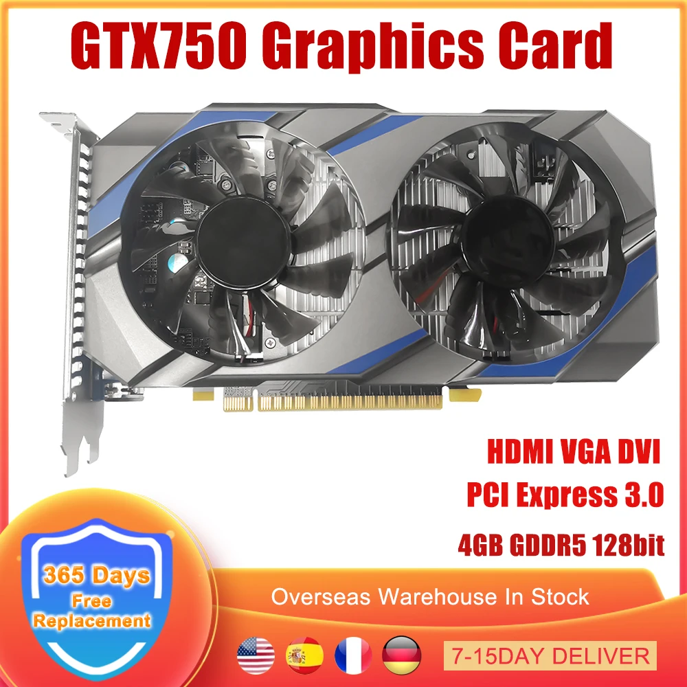 Игровая видеокарта GTX750 4 ГБ GDDR5 3 0 бит PCIE PCI-E 128 VGA DVI интерфейсная для NVIDIA GeForce GT X750 GPU