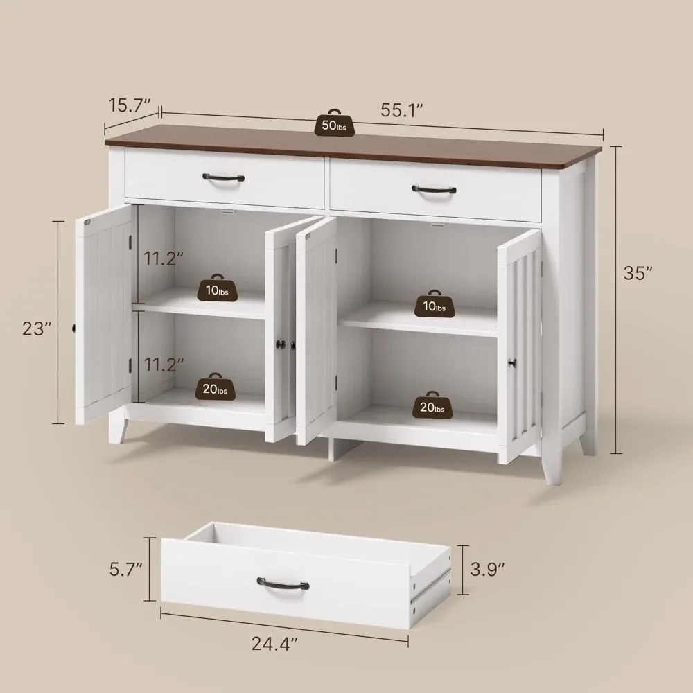 55 buffet cabinets with storage cabinets, side panel buffet with drawers and doors, kitchen storage cabinets 2