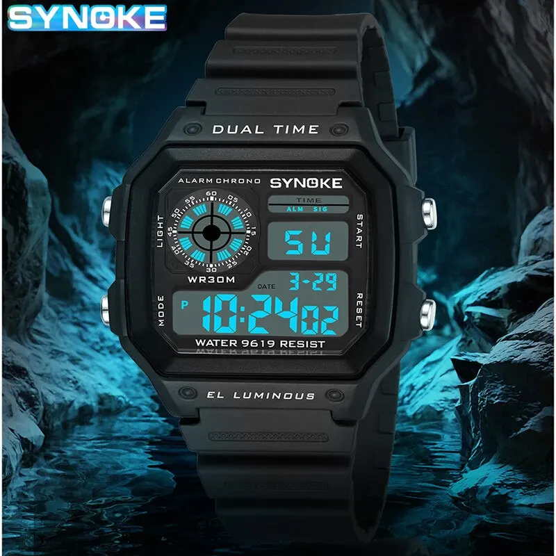 Enhanced Men's Digital Sports Watch - Luminous, Multifunctional, Waterproof Chrono for Outdoor and Running Enthusiasts with Seven Light Options