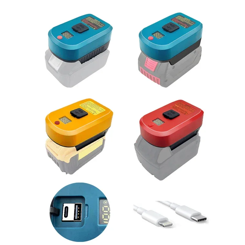 Adapter Charger for Makita/Bosch/Milwaukee/Dewalt 18V Li-ion Battery With USB Ty