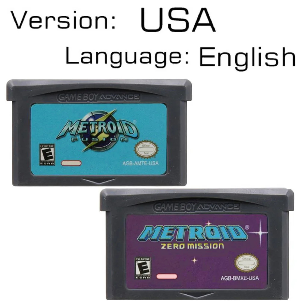 Metroid 시리즈 GBA 게임 32비트 비디오 게임 카트리지 콘솔 카드 GBA NDS USA EUR 버전용 Fusion Zero Mission