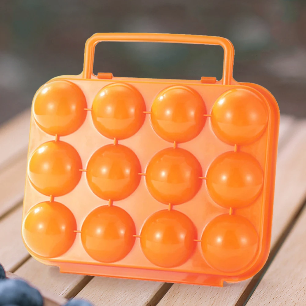 12 Grid Egg Container Portable Outdoor Eggs Carrier Protection Box Plastic with Handle Shockproof for Picnic Hiking Travel