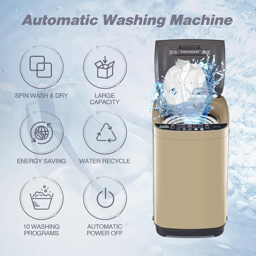 Portable Washing Machine,15.6 LBS Full-Automatic Washer and Dryer Combo, with Drain Pump,10 Wash Program & 8 Water Level 3