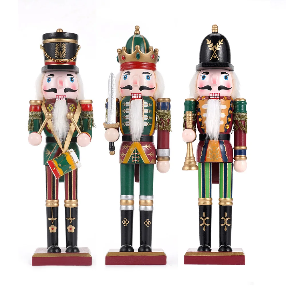 30cm Weihnachts-Nussknacker-Puppe Dreiteiliges Set Kaffeehaus-Schaufenster Feiertagsatmosphäre-Deko Warmes Winter-Neujahrs-Themen-Ornament – Detail 8