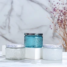

Nordic Household Embossed Glass Jar Candle Aromatherapy Storage Jar with Lid Storage Box Glass Handicraft Aromatherapy Bottle