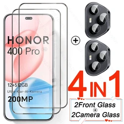 6 - in - 1 9D Curved Tempered Glass Screen Protector with Camera Protection - Honor 400 5G (4In1 2Front 2Lens)