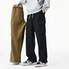 Winter Woolen Cargo Pants Thickened Men Casual Pants Solid Trousers Straight Leg Outdoors Streetwear Comfortable Fabric Unisex 2