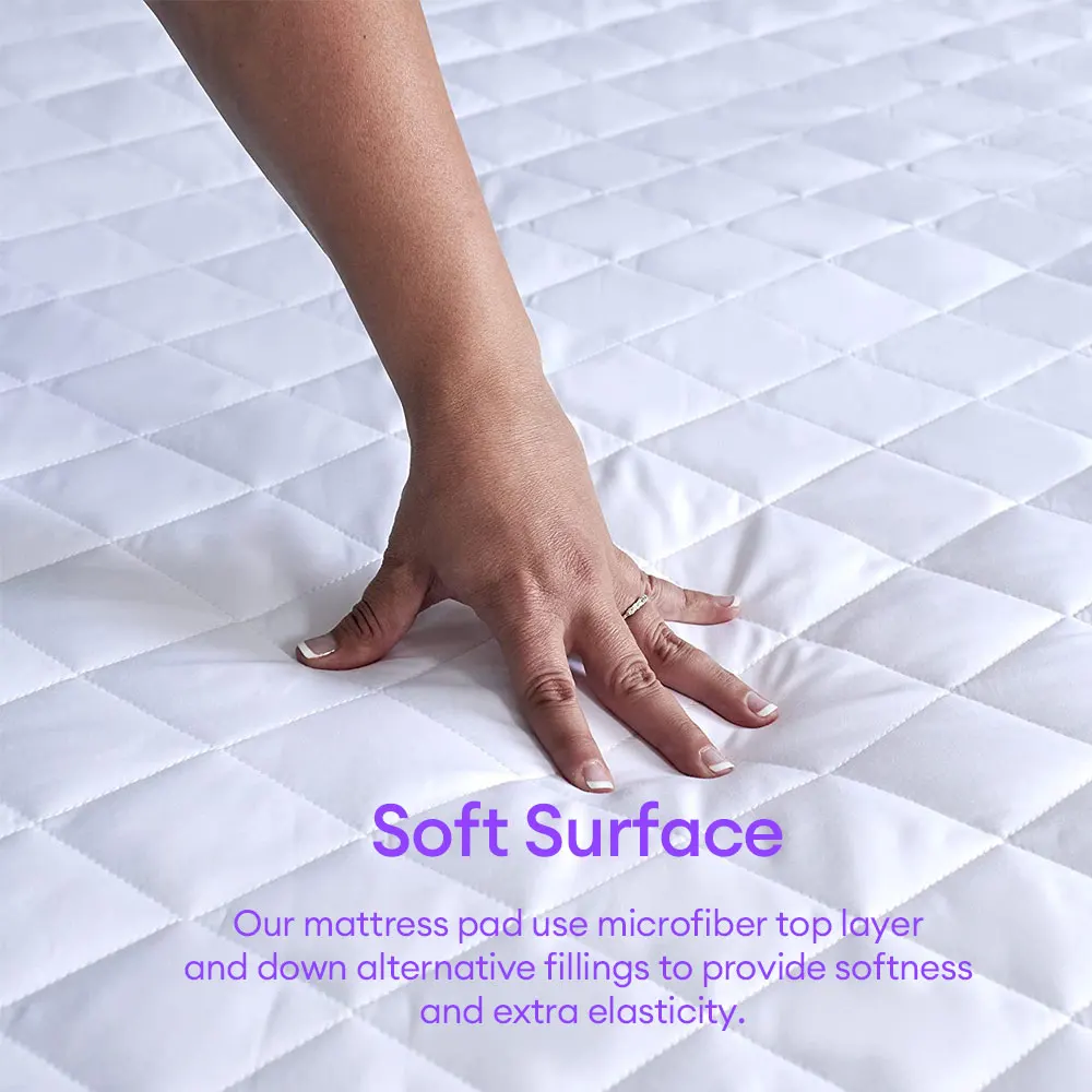 Quilted Waterproof Mattress Pad Cover with Straps - Soft & Washable